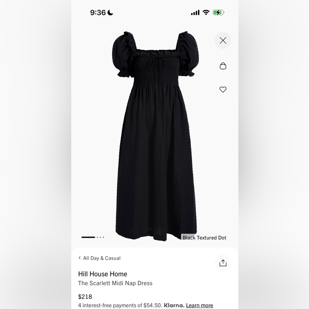 Hill House Home Nap Dress. New with tags. Size small. Black color.